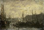 Jacob Maris Harbour View oil painting on canvas